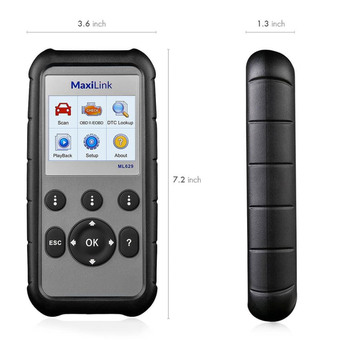 Autel MaxiLink ML629 Code Reader size